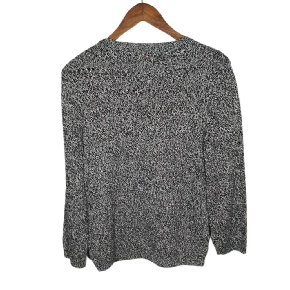 Ruby Rd Metallic Gray Ruffle Front Cardigan Sz Large - Picture 2 of 6